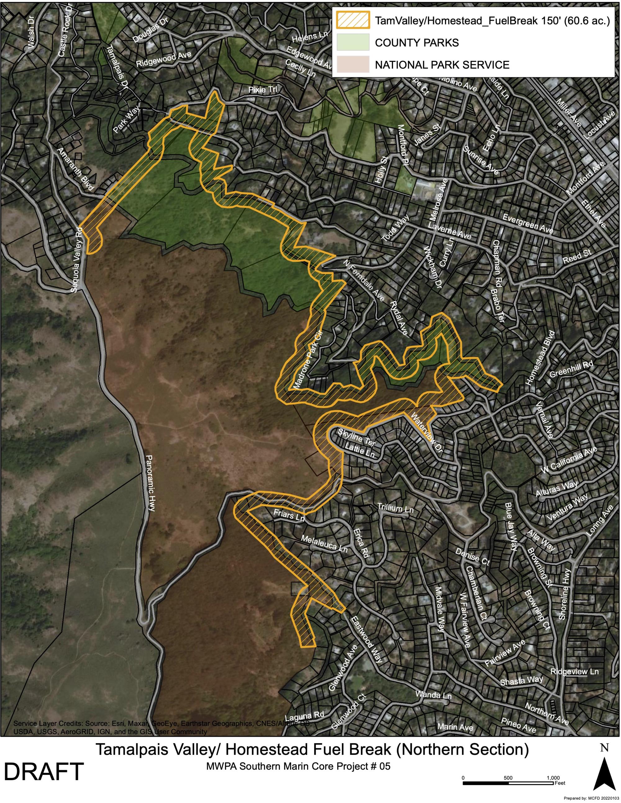 Tam Valley_Homestead Fuel Break_North Section Map Image