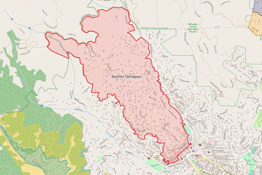 Map: inspection area in Mill Valley, CA image