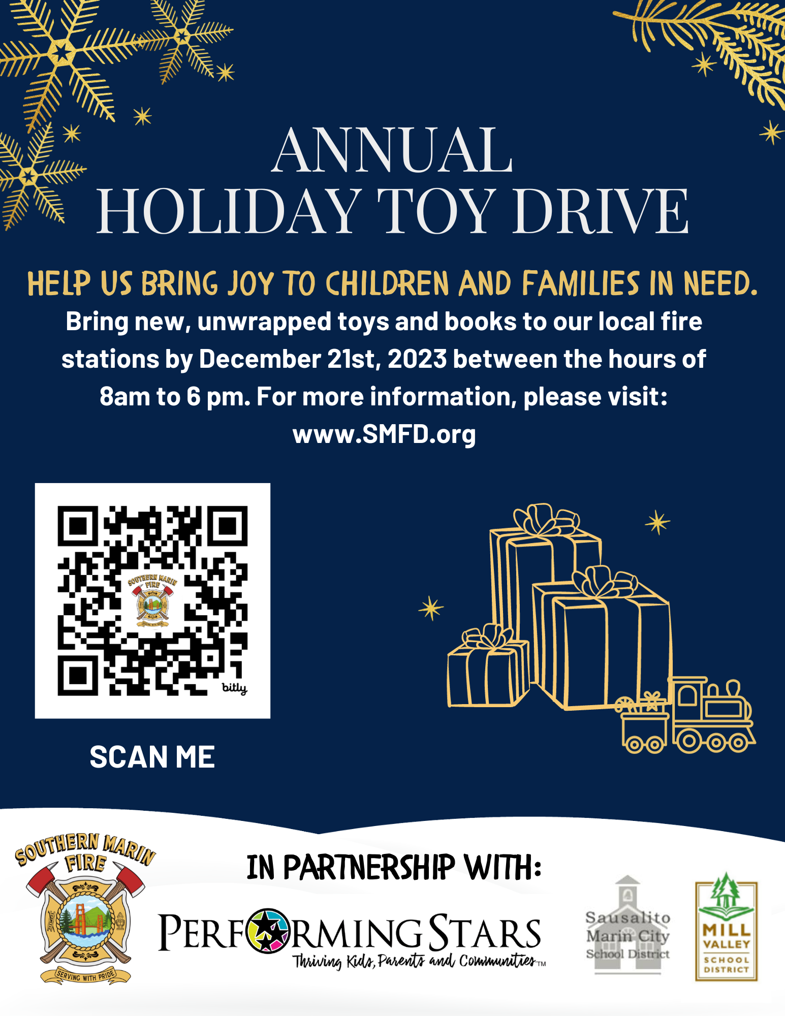 SMFD Toy drive 2023 flyer image