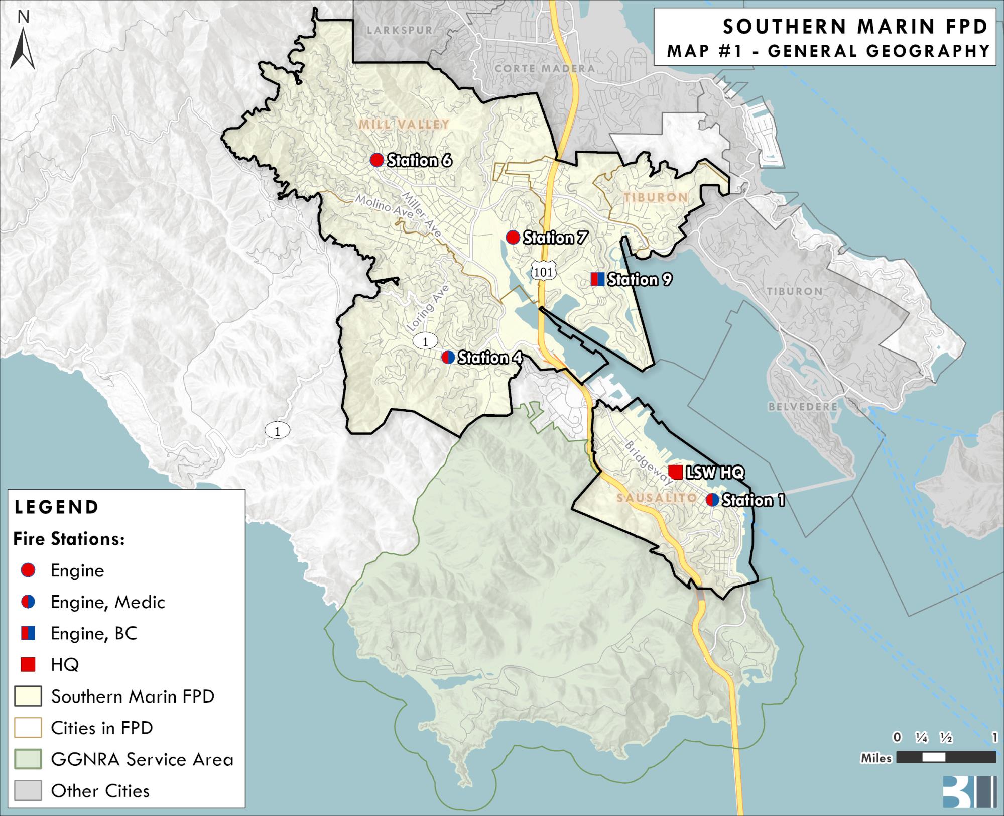 Southern Marin Fire District Geographical Map 2024 image